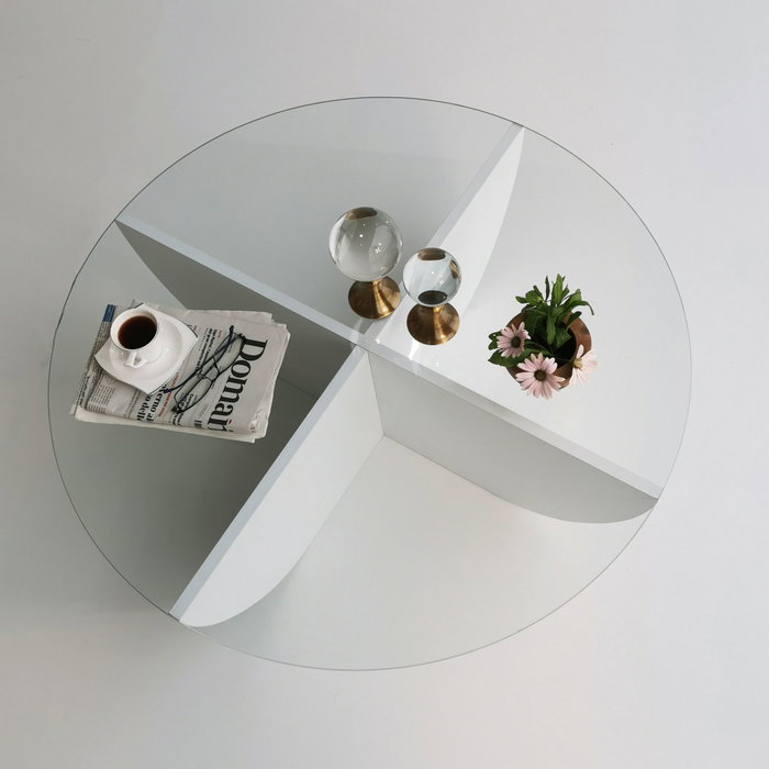 Hanah Home Lily - Mesa de centro blanca con cristal templado